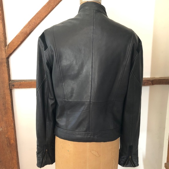 AX Armani Soft Leather Moto Cafe Jacket sz Small - Picture 5 of 13